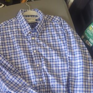 Nordstrom Blue and White Plaid Button-Down Shirt